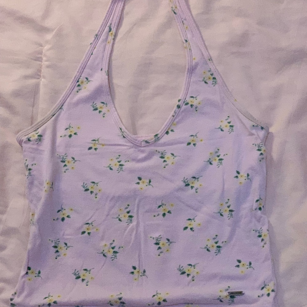 Hollister Purple Fitted Halter Tank Top